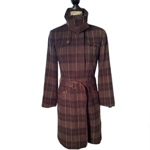 Rachel Roy Plaid Belted Trench coat